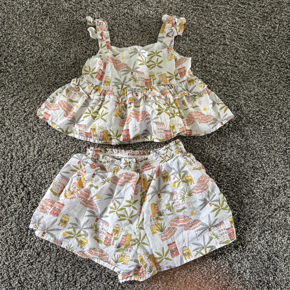 Janie and Jack THE DESTINATION PEPLUM TOP AND SHORTS SET 3T